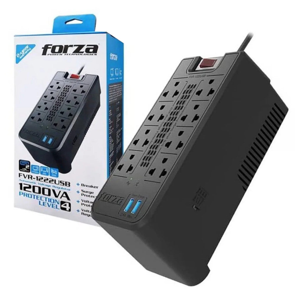Estabilizador Forza FVR-1222USB 1200VA 600W 8 Tomas 2 USB