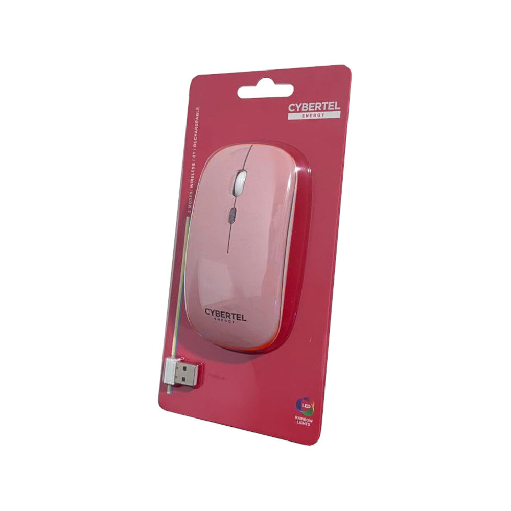 Mouse Cybertel Energy Inalámbrico Recargable 2.4 Ghz Pink