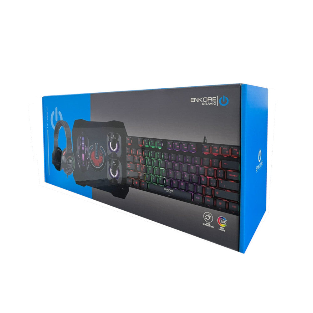 Pack Teclado, Audífonos, Parlantes, Mouse y Pad Gamer Enkore Brain 5 ENT-G1005-5