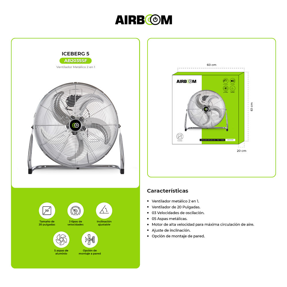 Ventilador de Piso Airboom ICEBERG5 AB2035SF