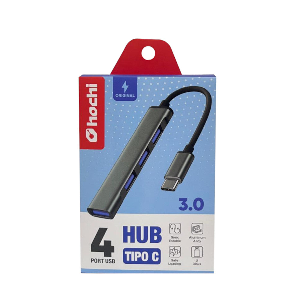 Adaptador Conector Hochi Tipo C a 4 USB