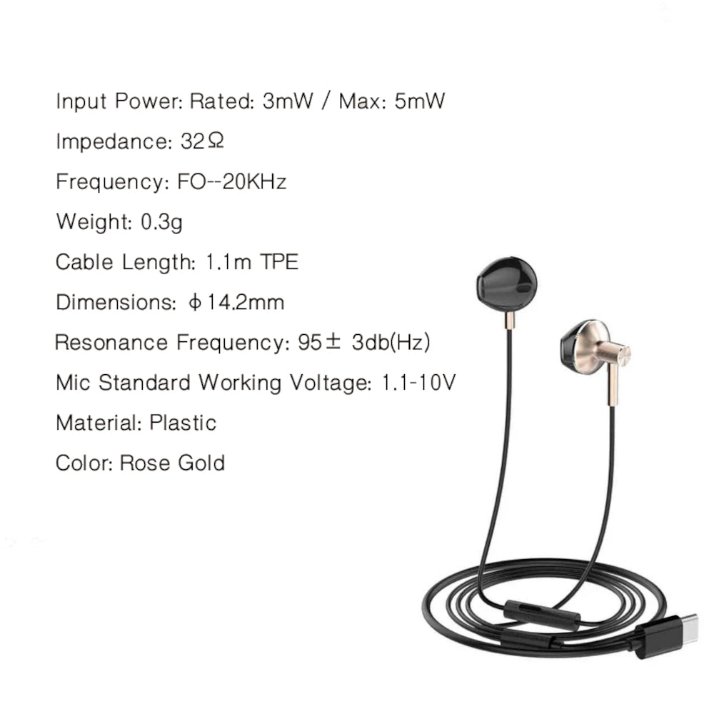 Auriculares Tipo C Ldnio HP09C Audífonos Intrauditivos con Control Remoto