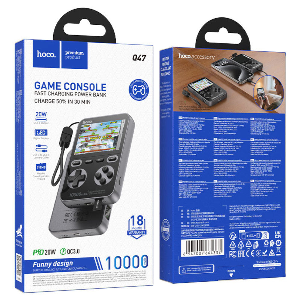 Power Bank 10000 mAh Consola De Juegos Retro Hoco Q47 Carga Rápida PD