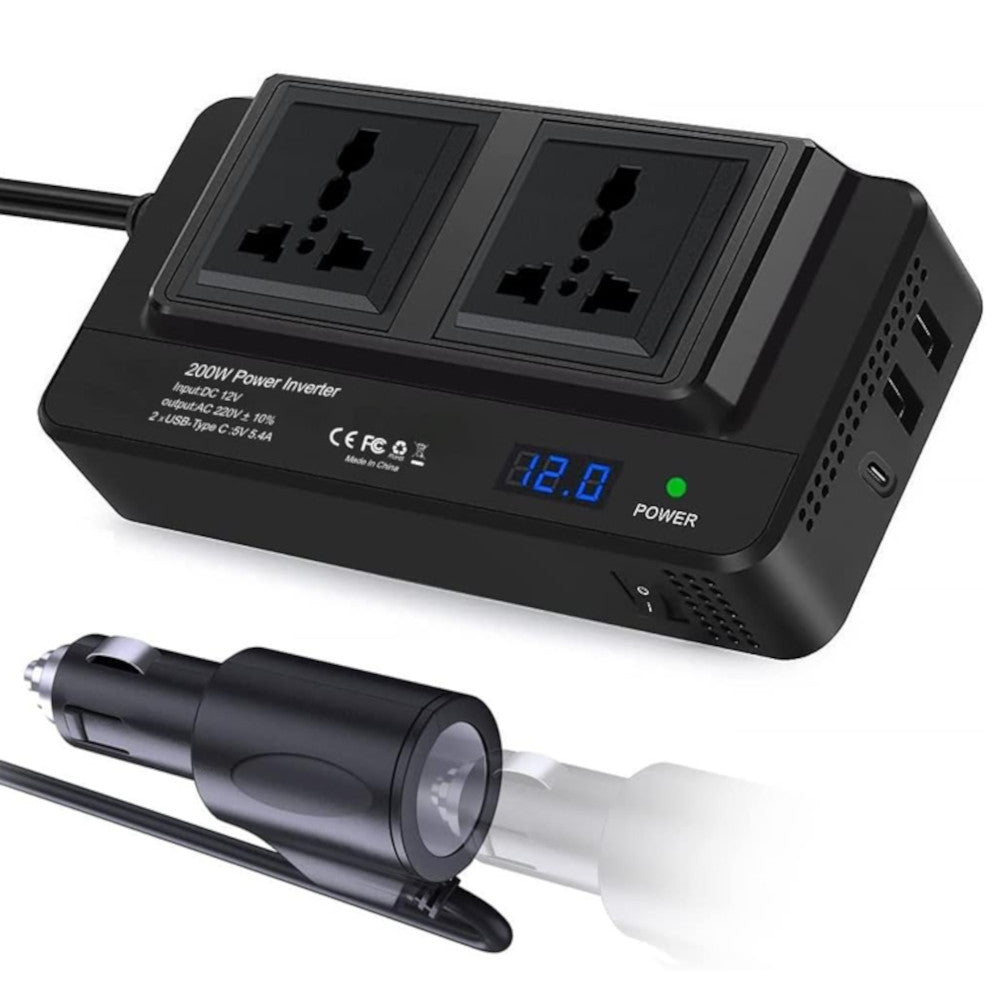 Inversor para Automóvil XO-CZ011 de 200w con Salidas tipo C y USB