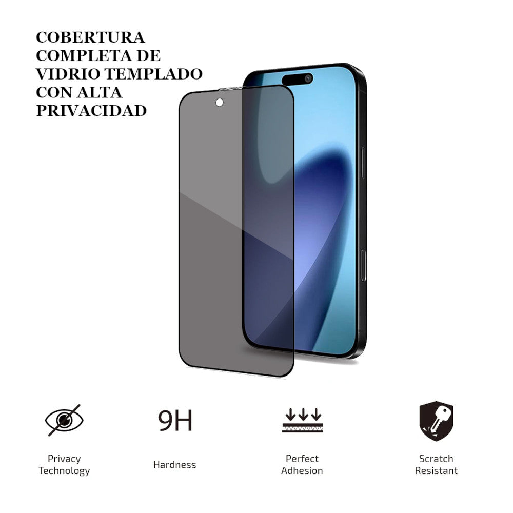Protector de Pantalla para iPhone 17 Anti Espía Mica de Vidrio