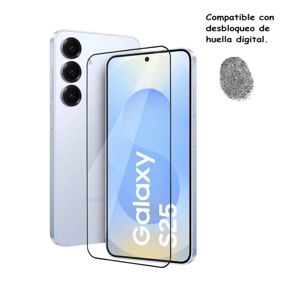 Protector de Pantalla para Samsung Galaxy S25 Lector de Huella Mica de Vidrio Transaparente