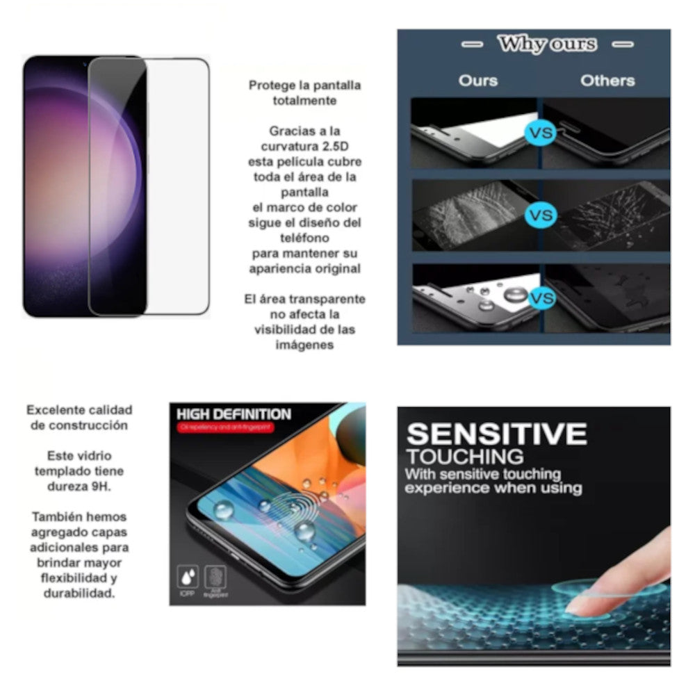Protector de Pantalla para Samsung Galaxy S25 Lector de Huella Mica de Vidrio Transaparente