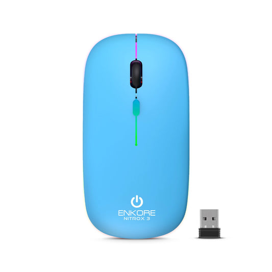 Mouse Inalámbrico WIFI- Bluetooth-Recargable Enkore Nitrox 3 ENK-M205-3B Turqueza