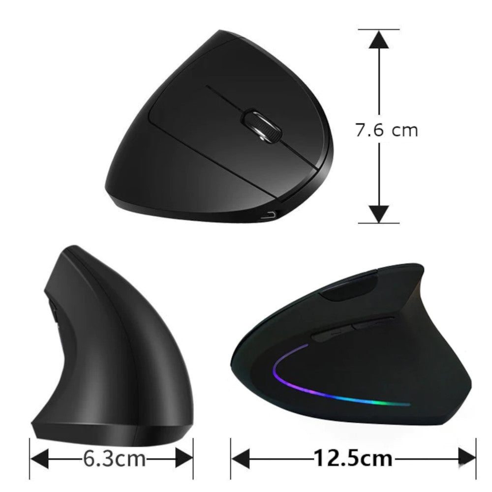 Mouse Vertical Inalámbrico Ergonómico Cybertel CYB M503 RX Recargable con Luz LED