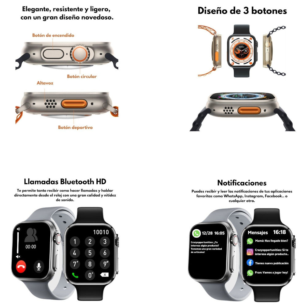 Reloj Inteligente Smartwatch WS8 ULTRA Gris