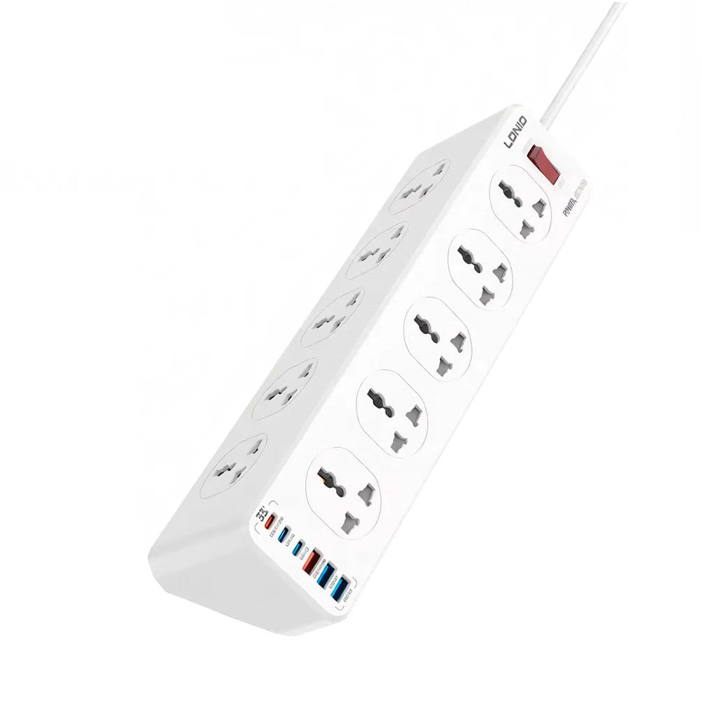 Supresor De Picos Extensión SC10610C LDNIO 10 Tomas Universales 3USB-A y 3USB-C