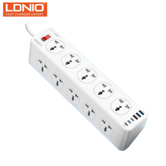 Supresor De Picos Extensión SC10610C LDNIO 10 Tomas Universales 3USB-A y 3USB-C