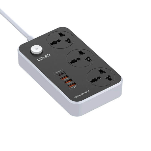 Supresor De Picos Extensión SC3412 LDNIO 3 Tomas Universales 3 USB-A y 1 USB-C