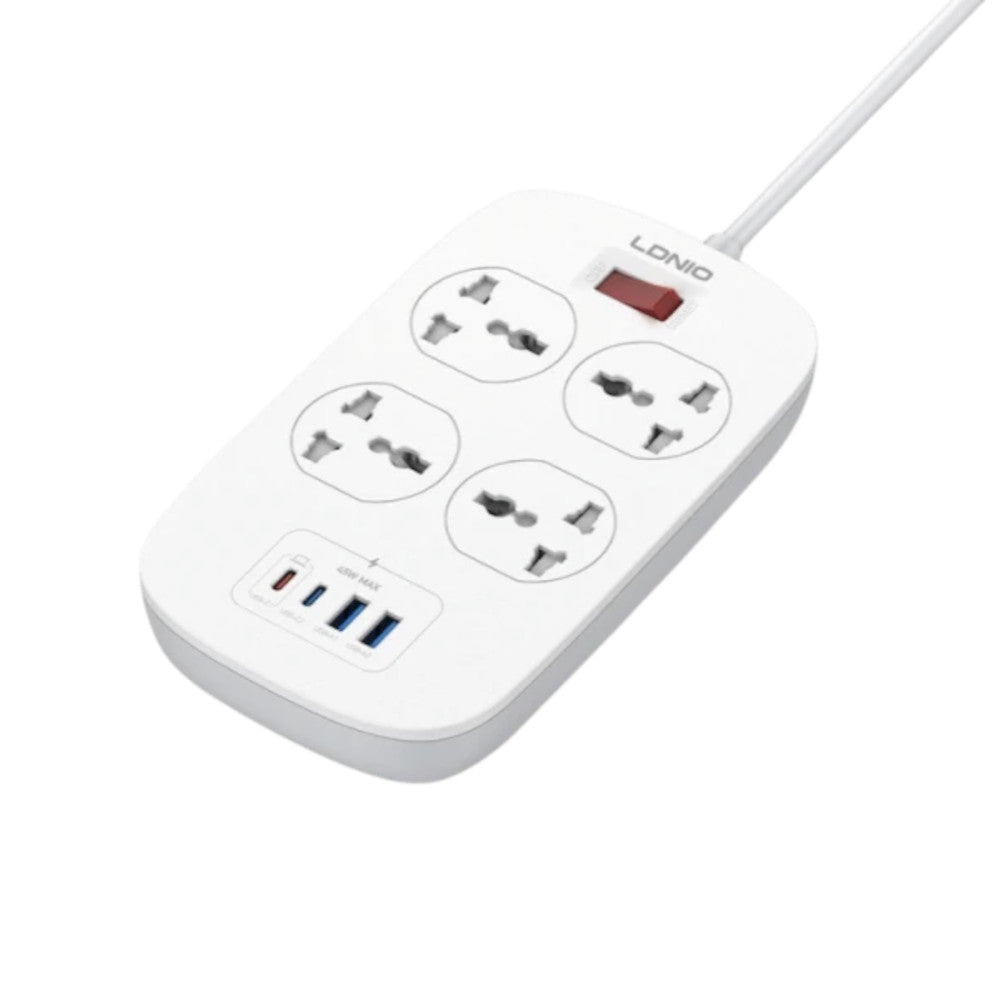 Supresor De Picos Extensión SC4407C LDNIO 4 Tomas Universales 2USB-A y 2USB-C