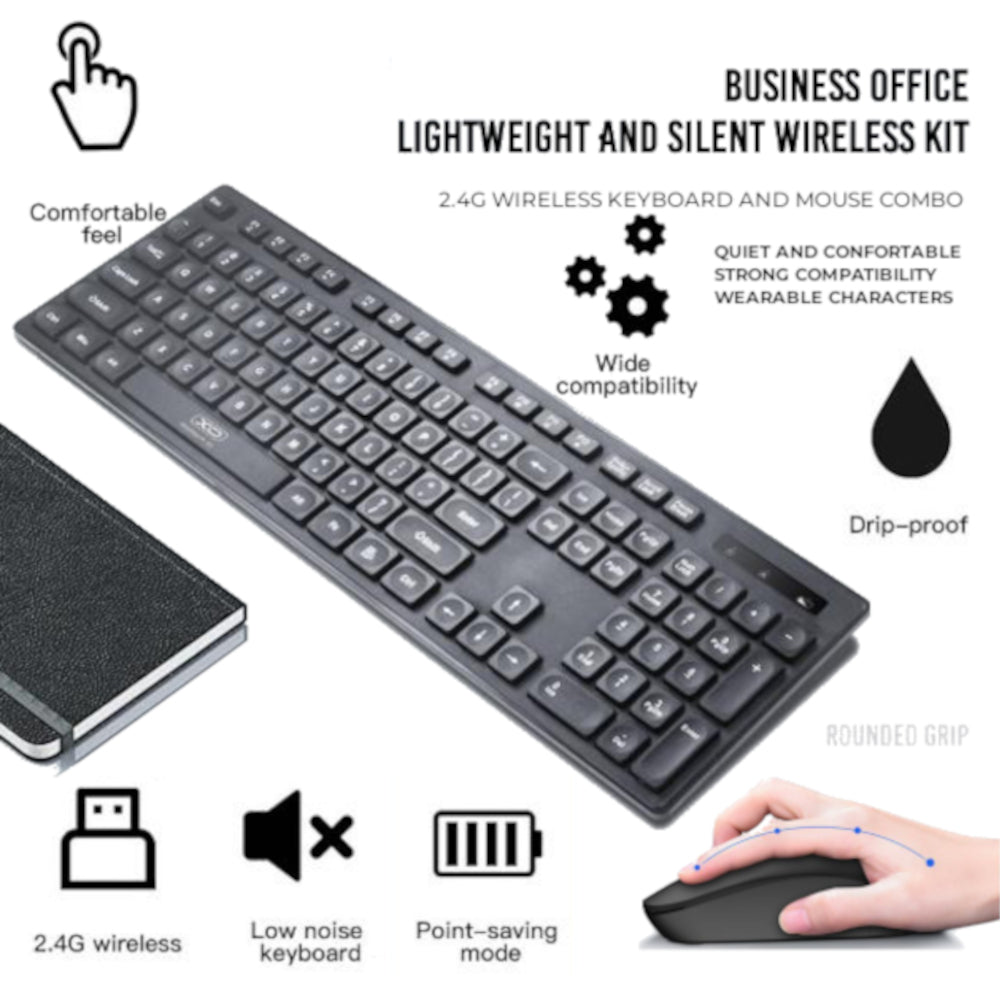 Teclado y Mouse Inalámbricos XO-KB-02 Wireless Combo 2.4 G